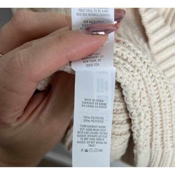 Aerie Beige Cream Collar Knit Sweater Size Small Academia Women’s - Picture 5 of 6